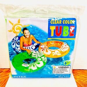 Intex 2011 Clear Green Color Tube Vinyl New 38in Floral Ages 9+